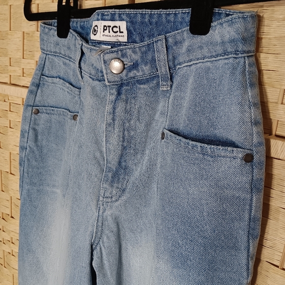 PTCL Elegant Light Blue Women's Wide Leg Jeans High Rise Flared 27 26 Small - Picture 3 of 8